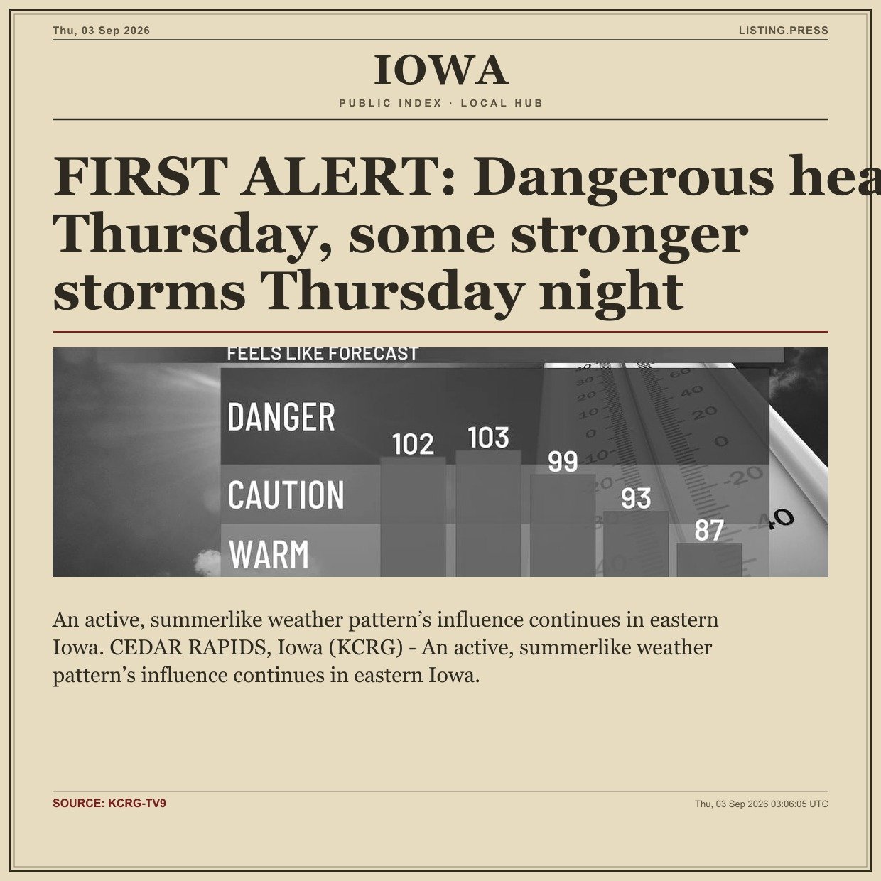 FIRST ALERT: Dangerous heat Thursday, some stronger storms Thursday night