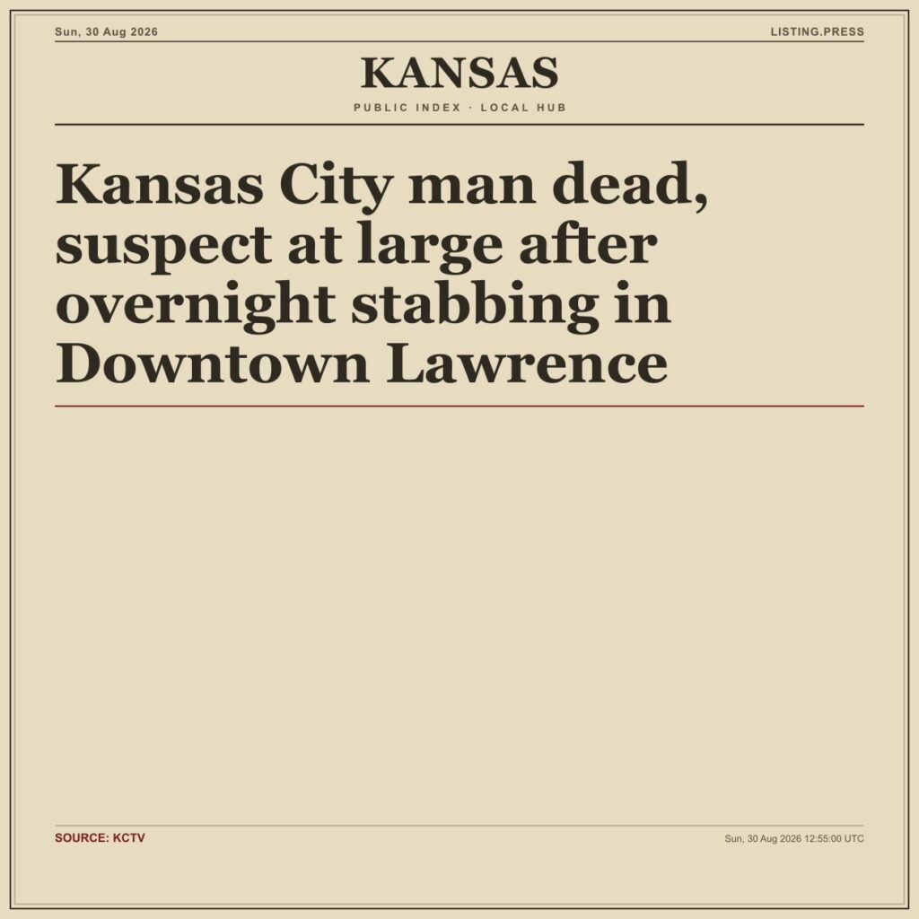 Kansas City man dead, suspect at large after overnight stabbing in Downtown Lawrence