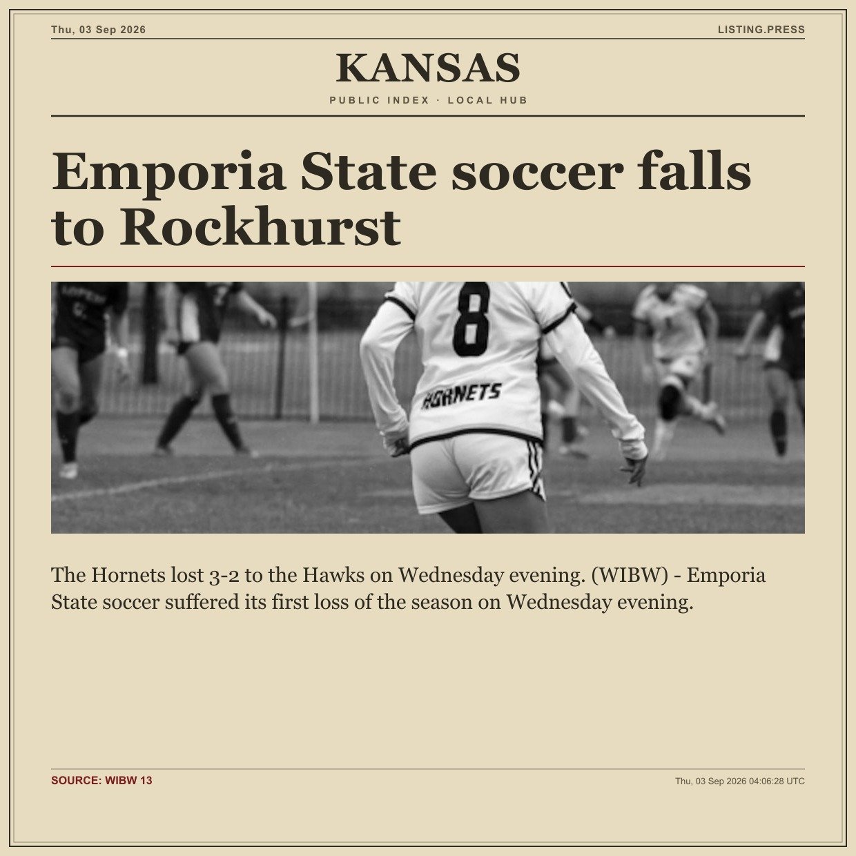 Emporia State soccer falls to Rockhurst