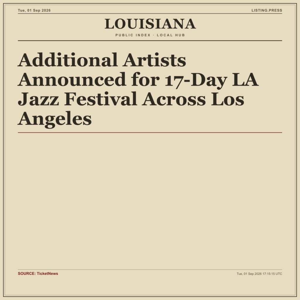 Additional Artists Announced for 17-Day LA Jazz Festival Across Los Angeles