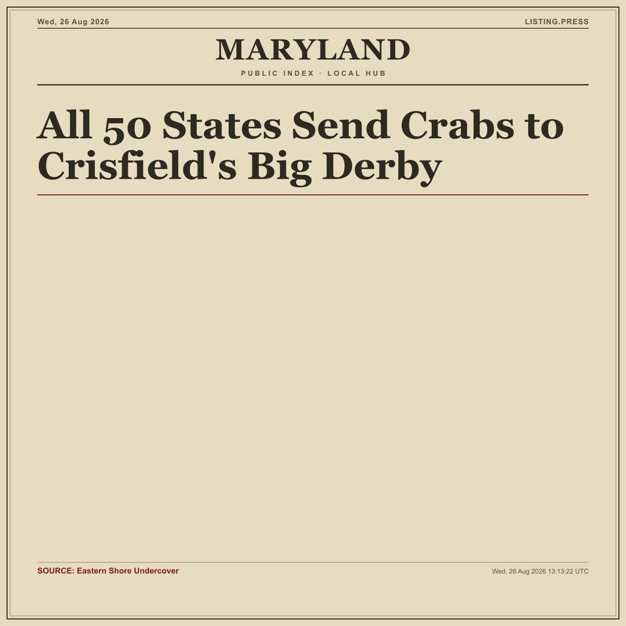 All 50 States Send Crabs to Crisfield's Big Derby