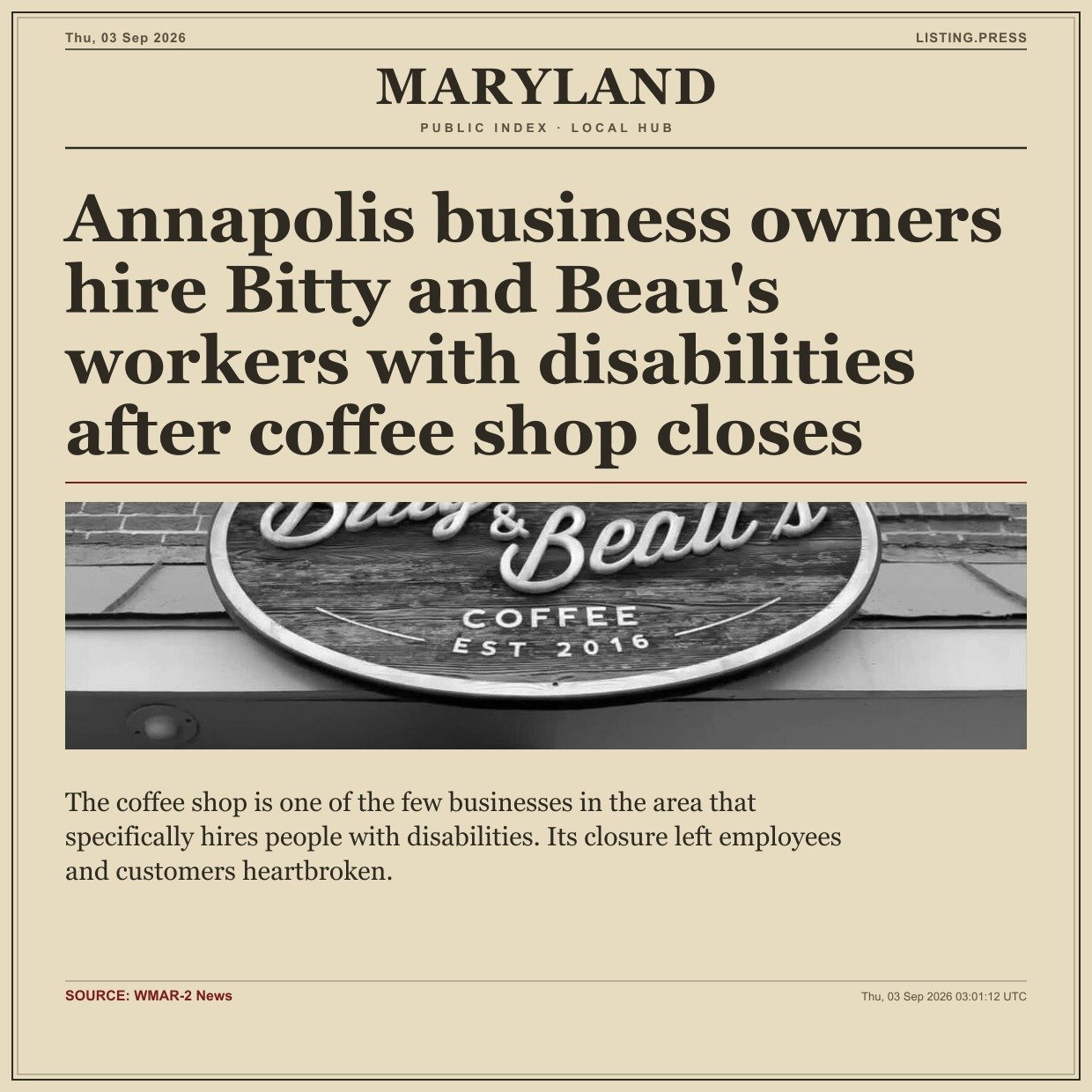 Annapolis business owners hire Bitty and Beau's workers with disabilities after coffee shop closes