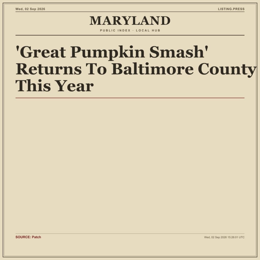 ‘Great Pumpkin Smash’ Returns To Baltimore County This Year