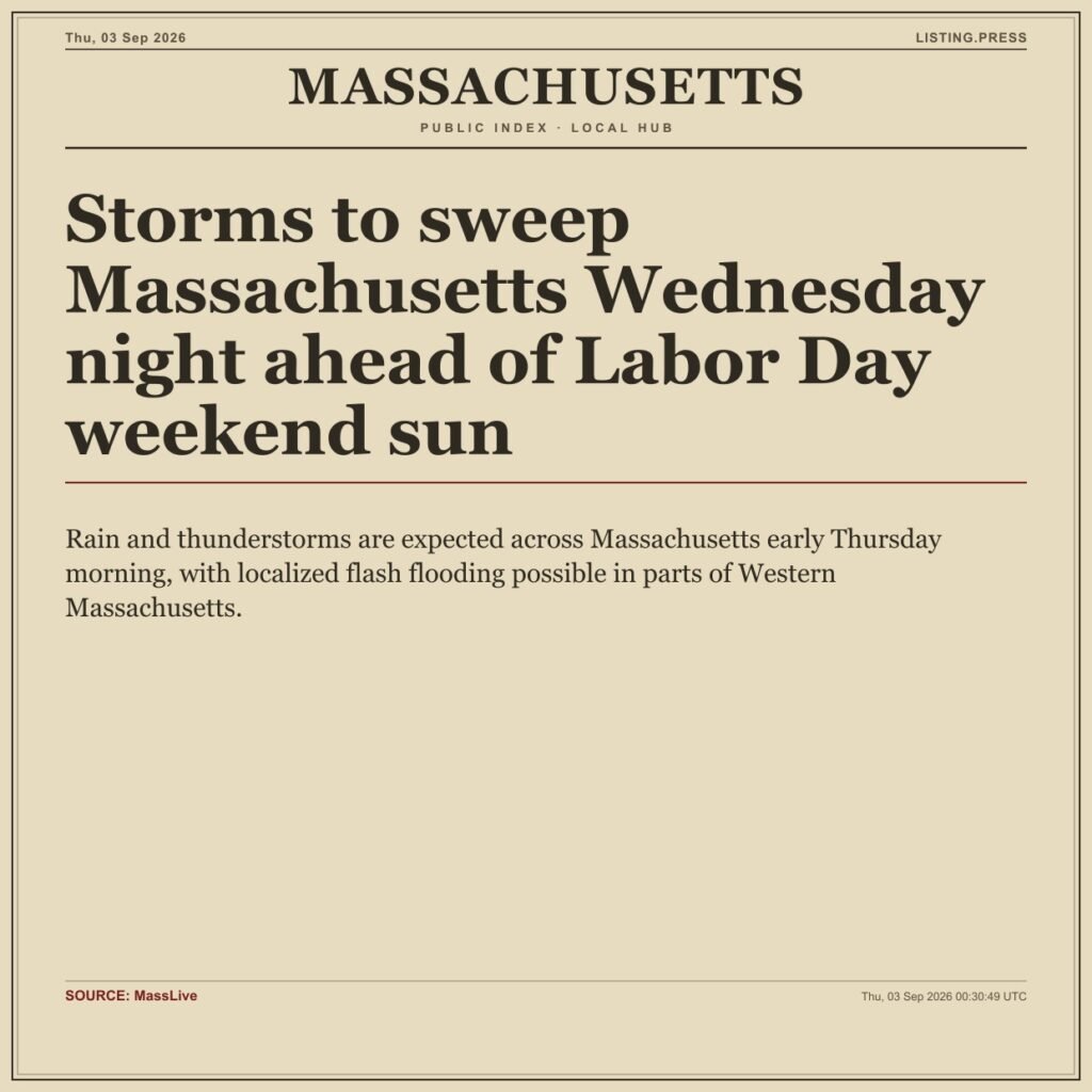 Storms to sweep Massachusetts Wednesday night ahead of Labor Day weekend sun