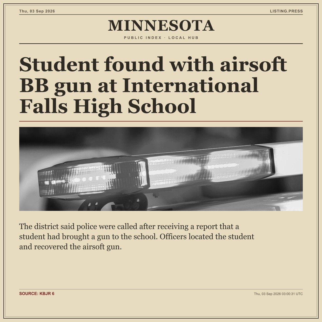 Student found with airsoft BB gun at International Falls High School