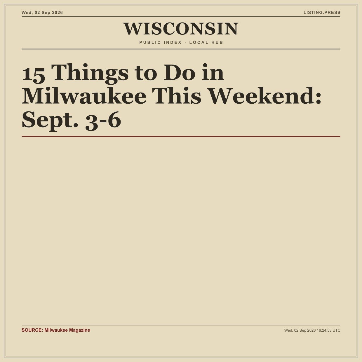 15 Things to Do in Milwaukee This Weekend: Sept. 3-6