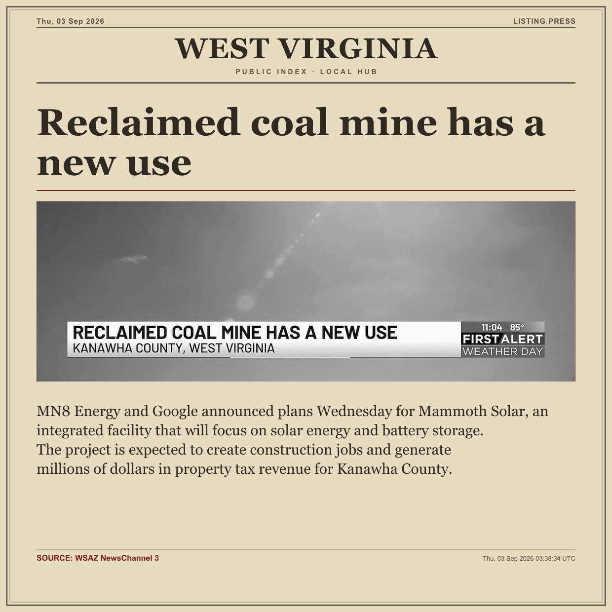 Reclaimed coal mine has a new use