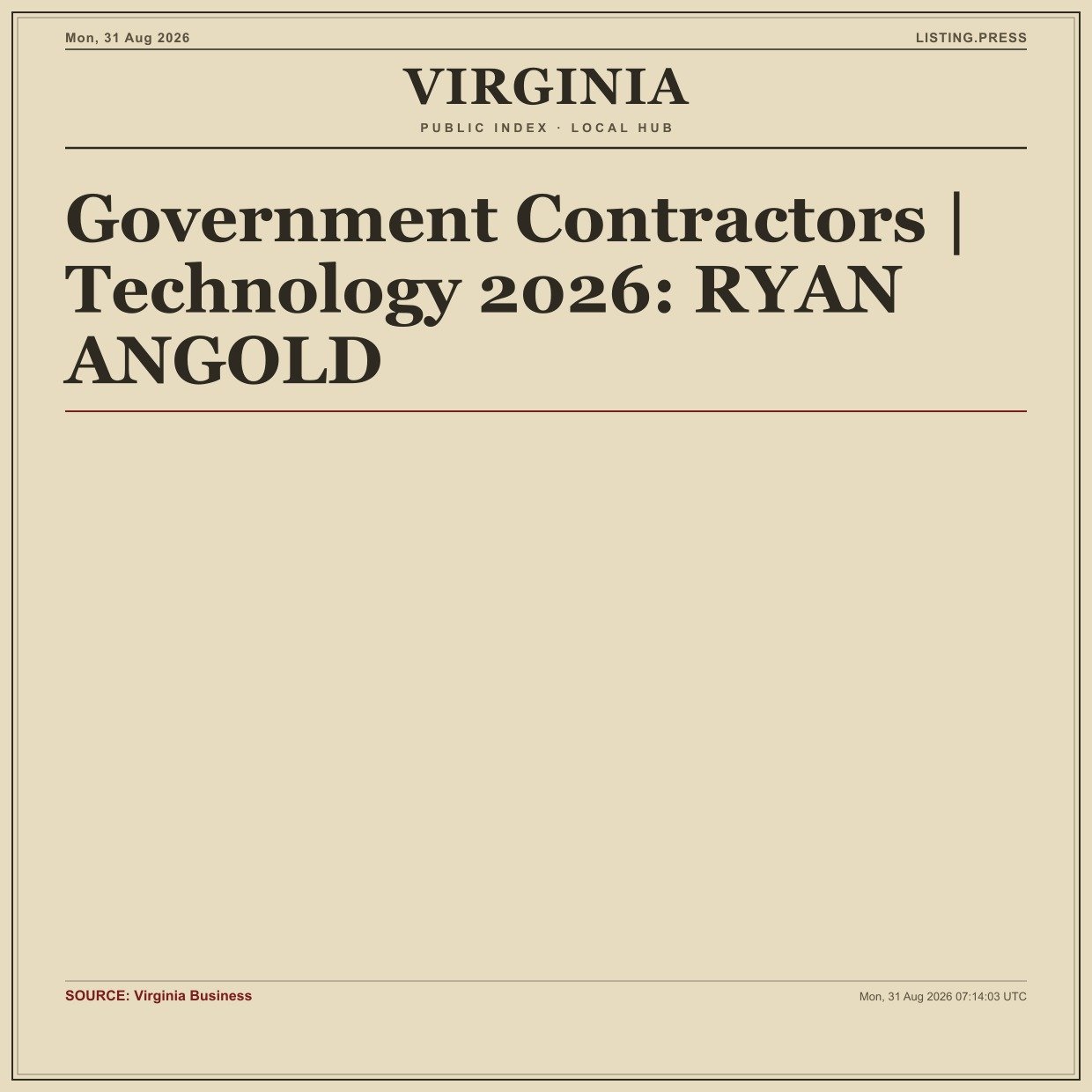 Government Contractors | Technology 2026: RYAN ANGOLD