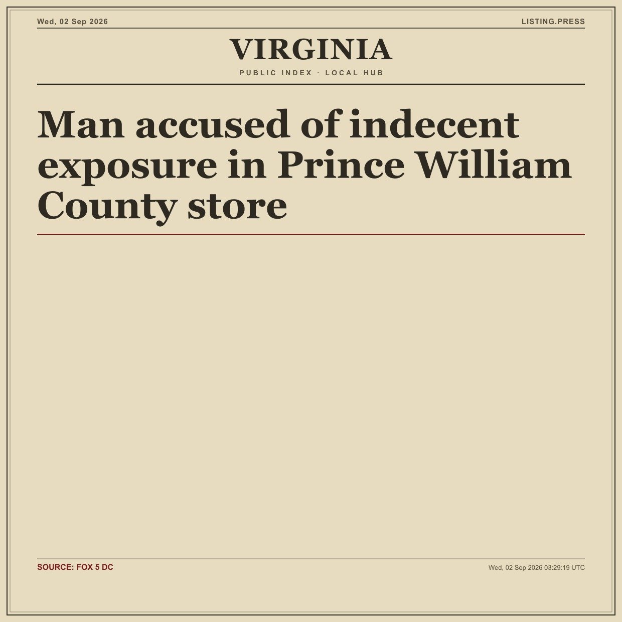 Man accused of indecent exposure in Prince William County store