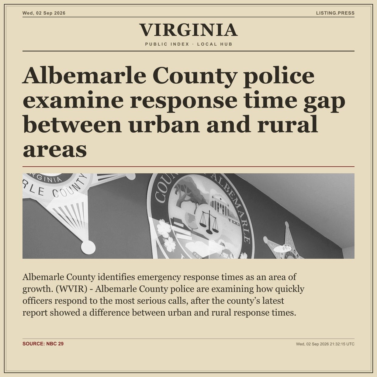 Albemarle County police examine response time gap between urban and rural areas