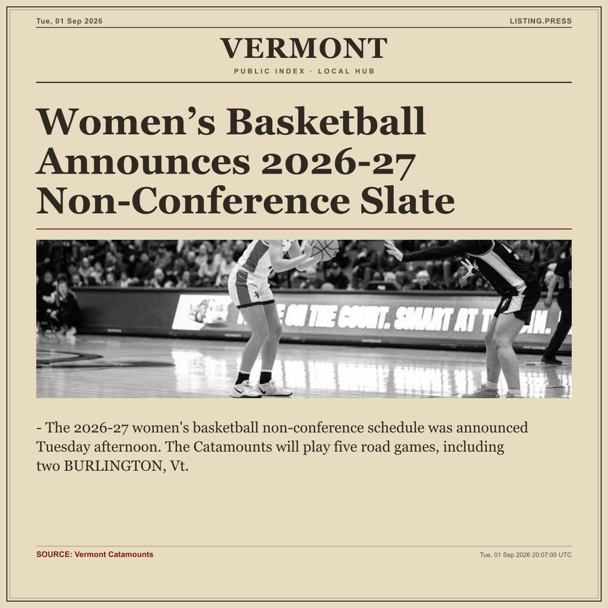 Women’s Basketball Announces 2026-27 Non-Conference Slate