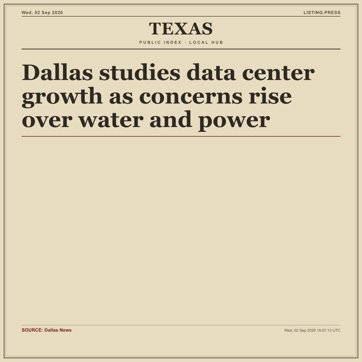 Dallas studies data center growth as concerns rise over water and power