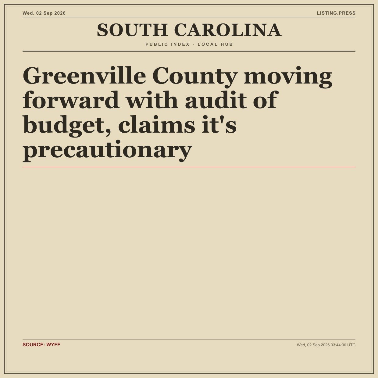 Greenville County moving forward with audit of budget, claims it's precautionary