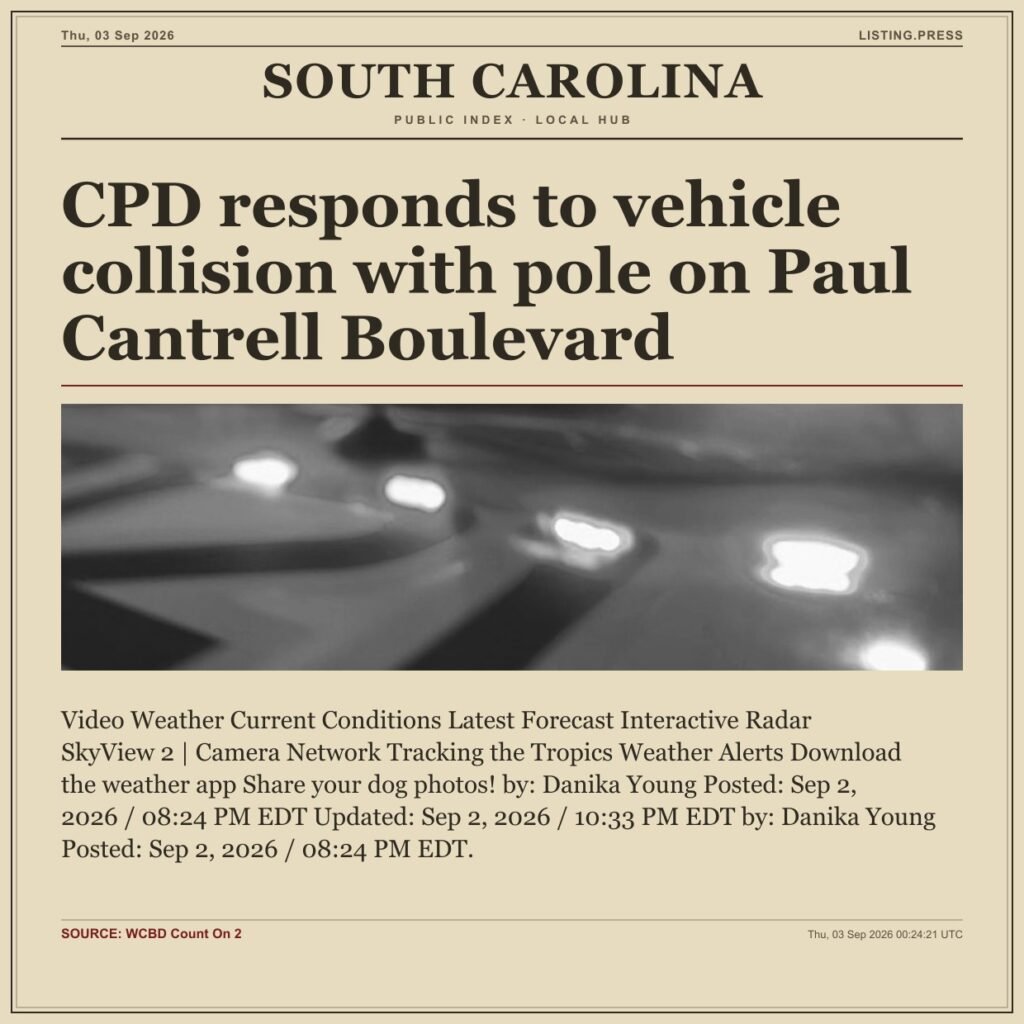 CPD responds to vehicle collision with pole on Paul Cantrell Boulevard