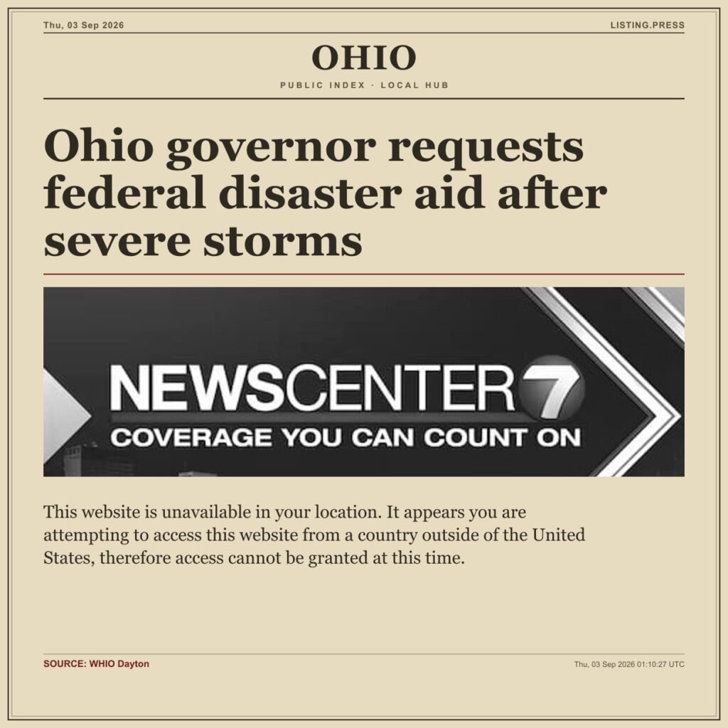 Ohio governor requests federal disaster aid after severe storms
