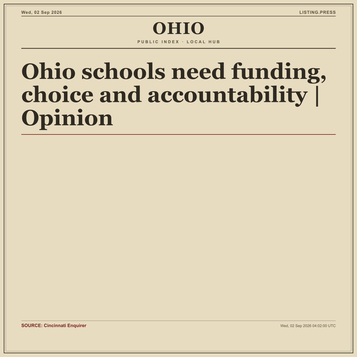 Ohio schools need funding, choice and accountability | Opinion