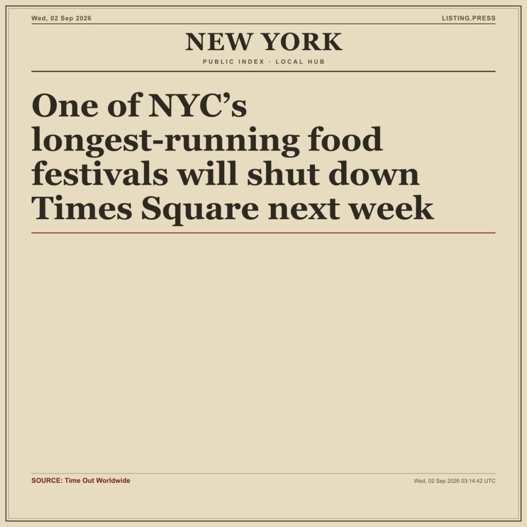 One of NYC’s longest-running food festivals will shut down Times Square next week
