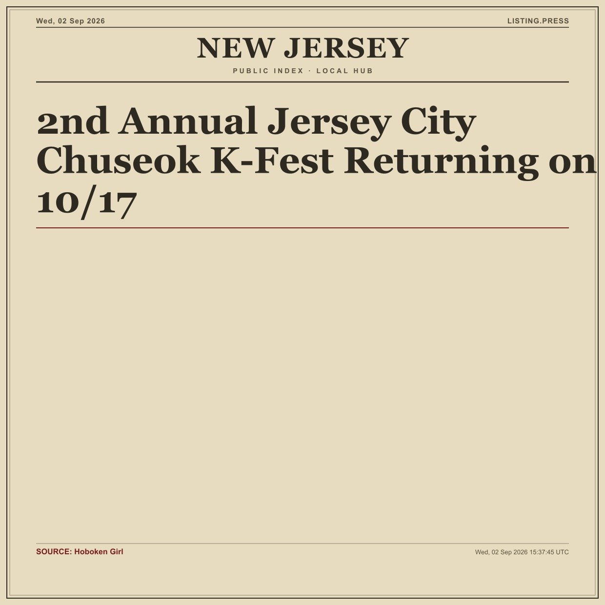 2nd Annual Jersey City Chuseok K-Fest Returning on 10/17