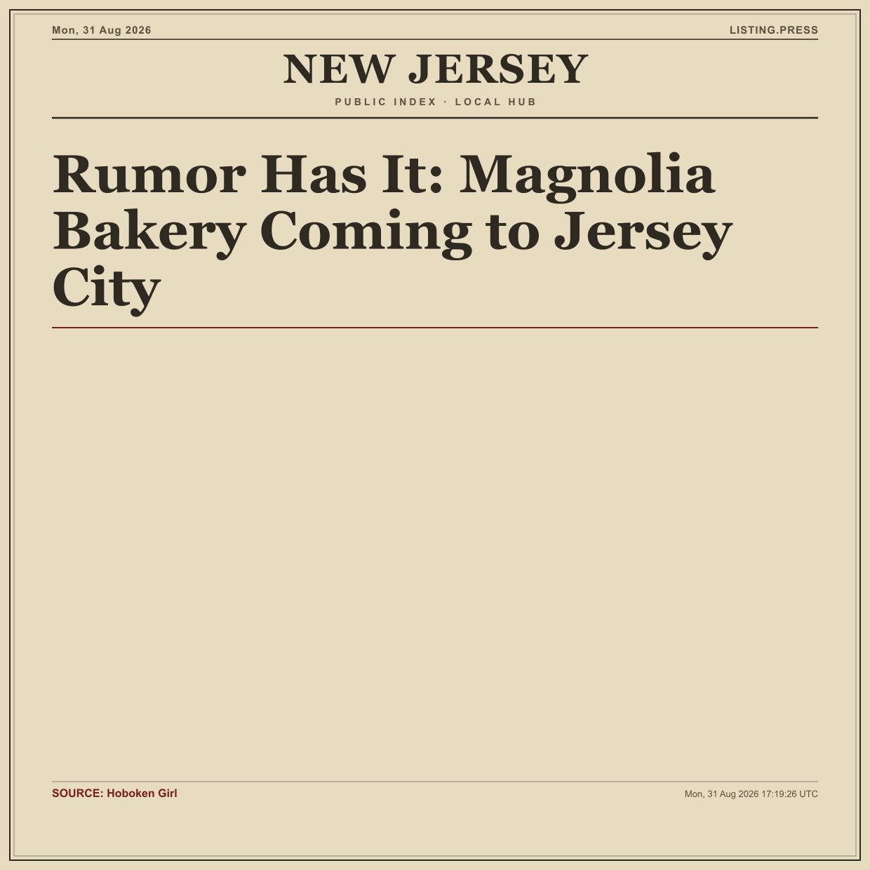 Rumor Has It: Magnolia Bakery Coming to Jersey City