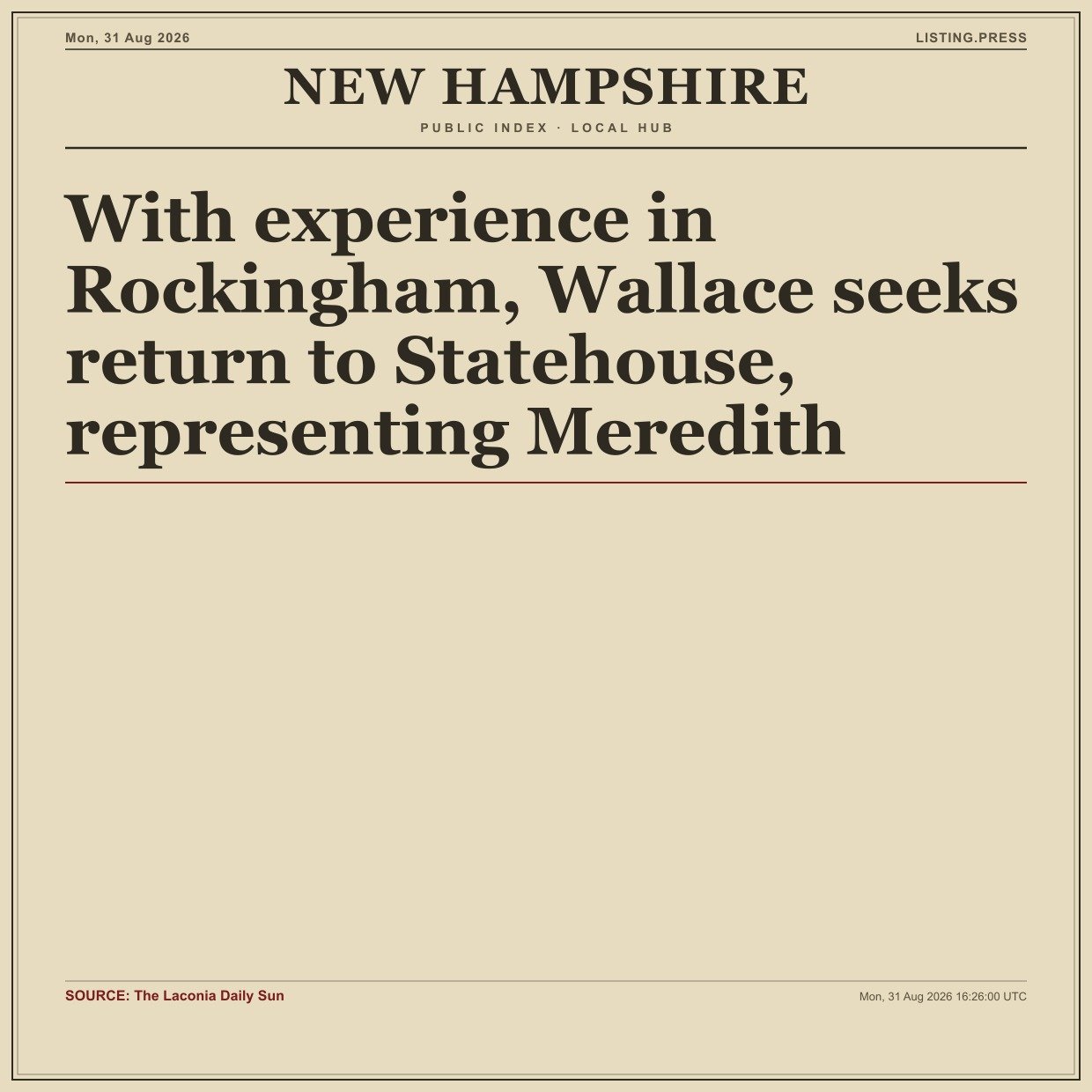 With experience in Rockingham, Wallace seeks return to Statehouse, representing Meredith