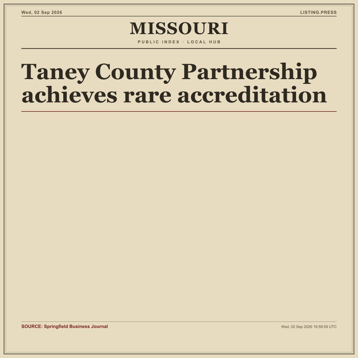Taney County Partnership achieves rare accreditation