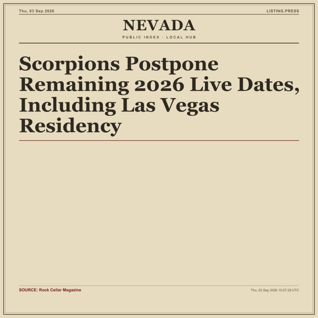 Scorpions Postpone Remaining 2026 Live Dates, Including Las Vegas Residency