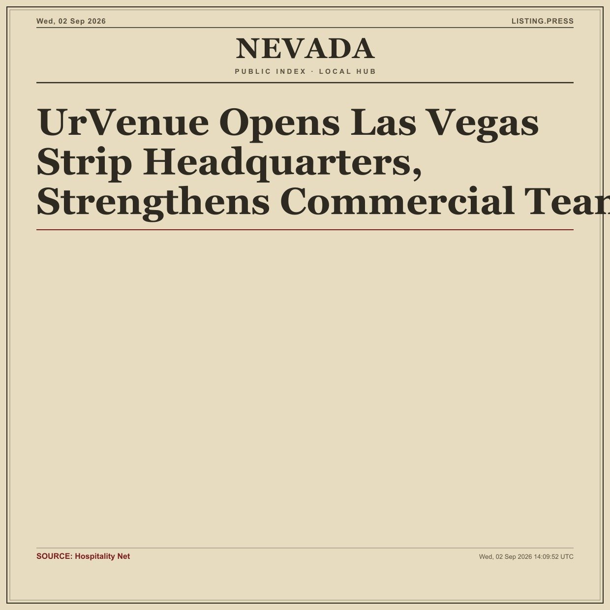 UrVenue Opens Las Vegas Strip Headquarters, Strengthens Commercial Team