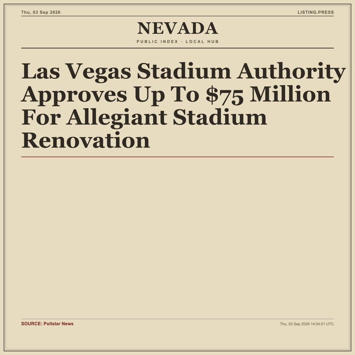 Las Vegas Stadium Authority Approves Up To $75 Million For Allegiant Stadium Renovation