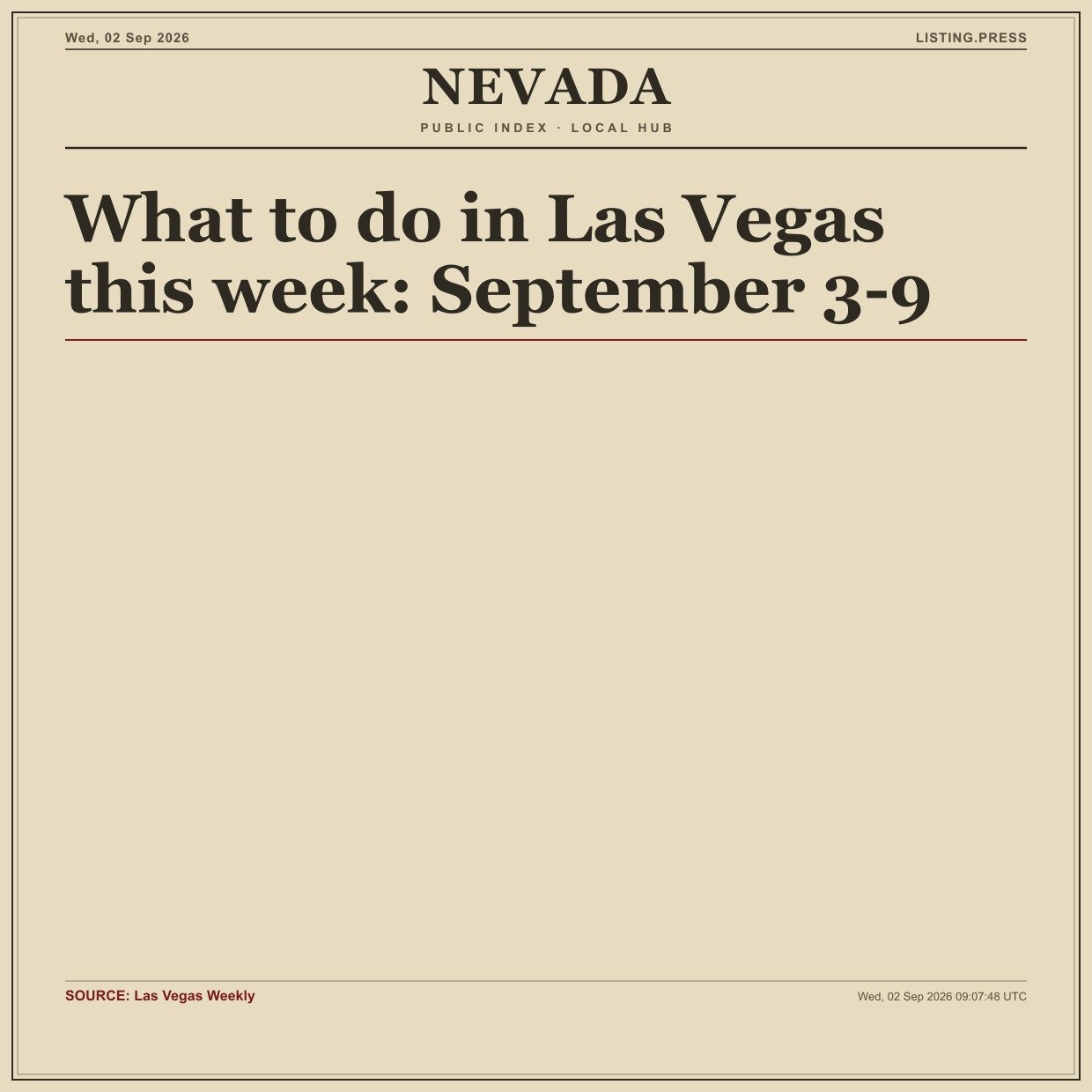 What to do in Las Vegas this week: September 3-9