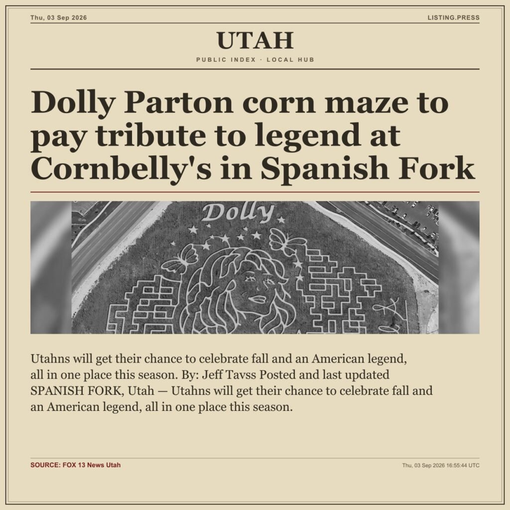 Dolly Parton corn maze to pay tribute to legend at Cornbelly’s in Spanish Fork