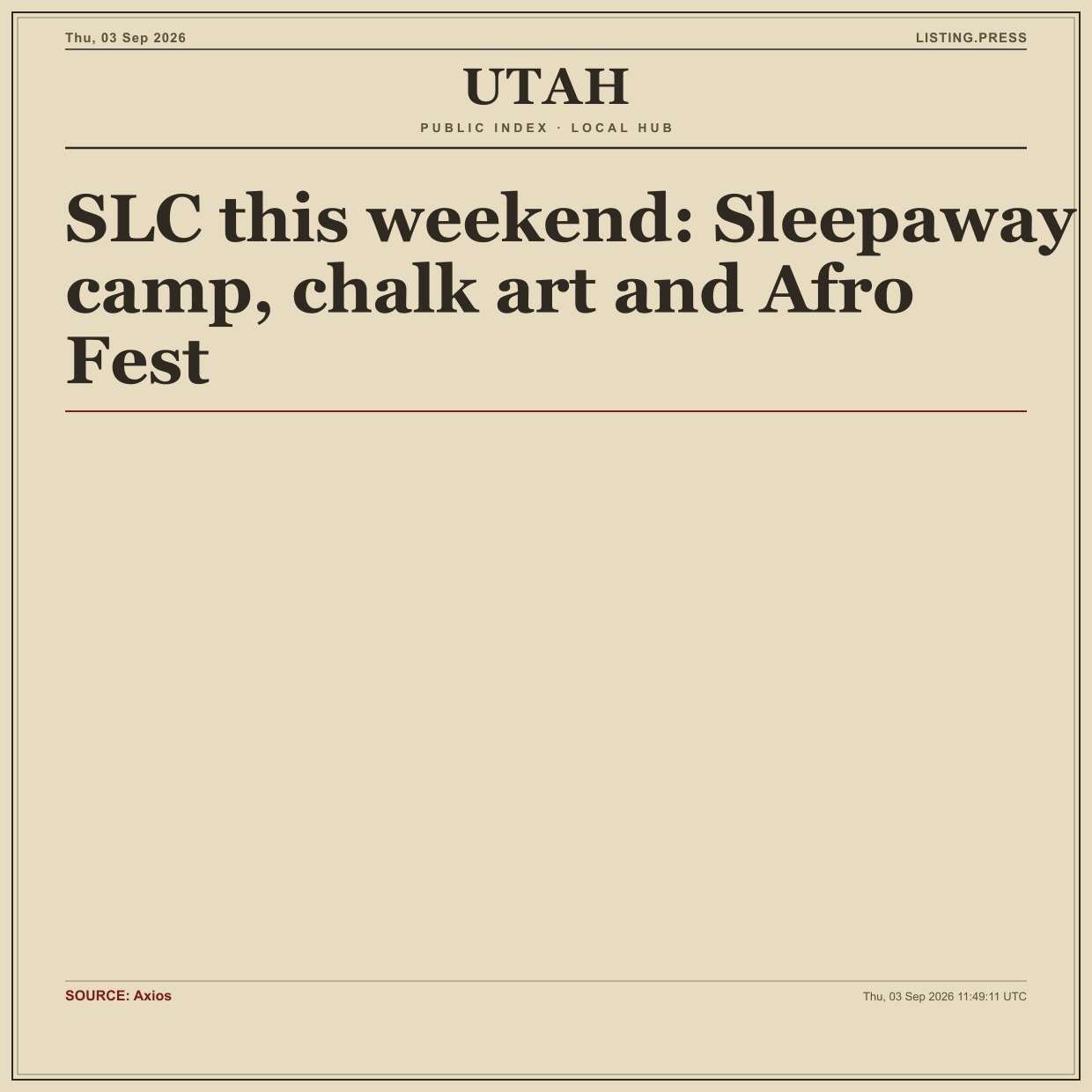SLC this weekend: Sleepaway camp, chalk art and Afro Fest