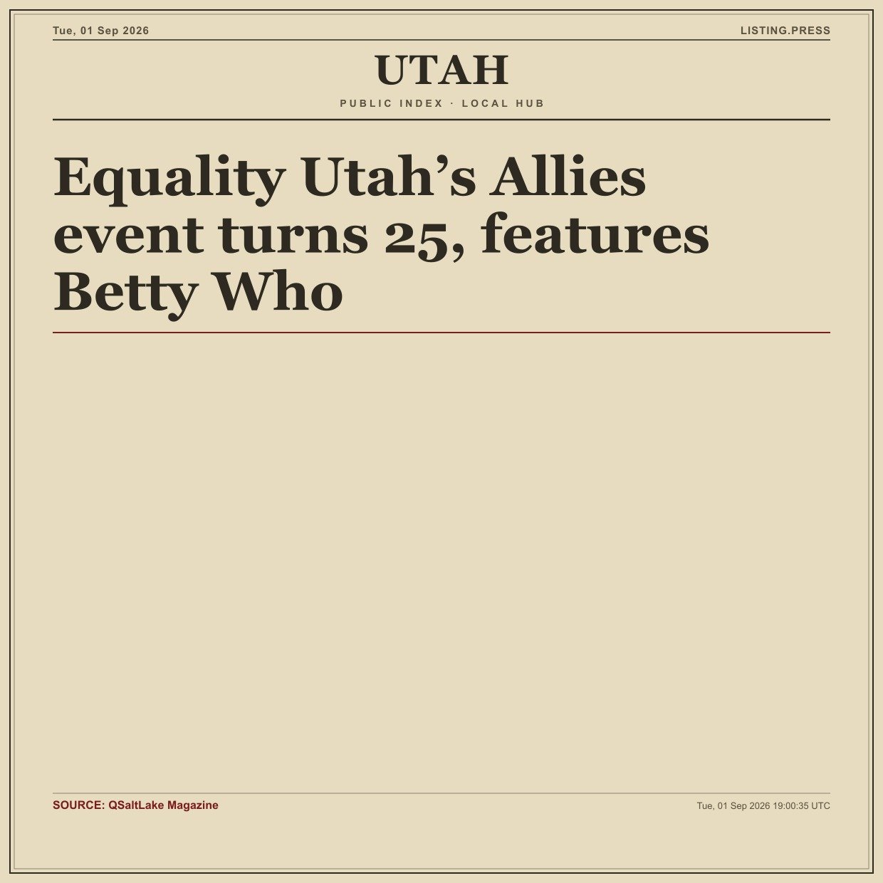 Equality Utah’s Allies event turns 25, features Betty Who