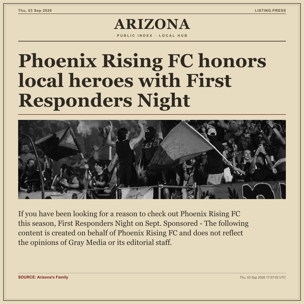 Phoenix Rising FC honors local heroes with First Responders Night
