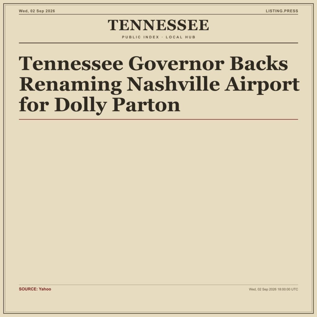 Tennessee Governor Backs Renaming Nashville Airport for Dolly Parton