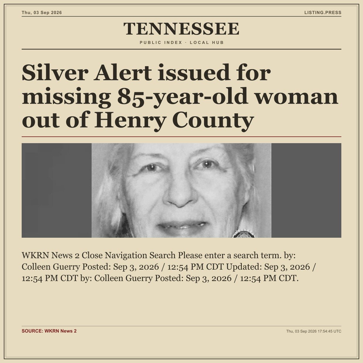Silver Alert issued for missing 85-year-old woman out of Henry County