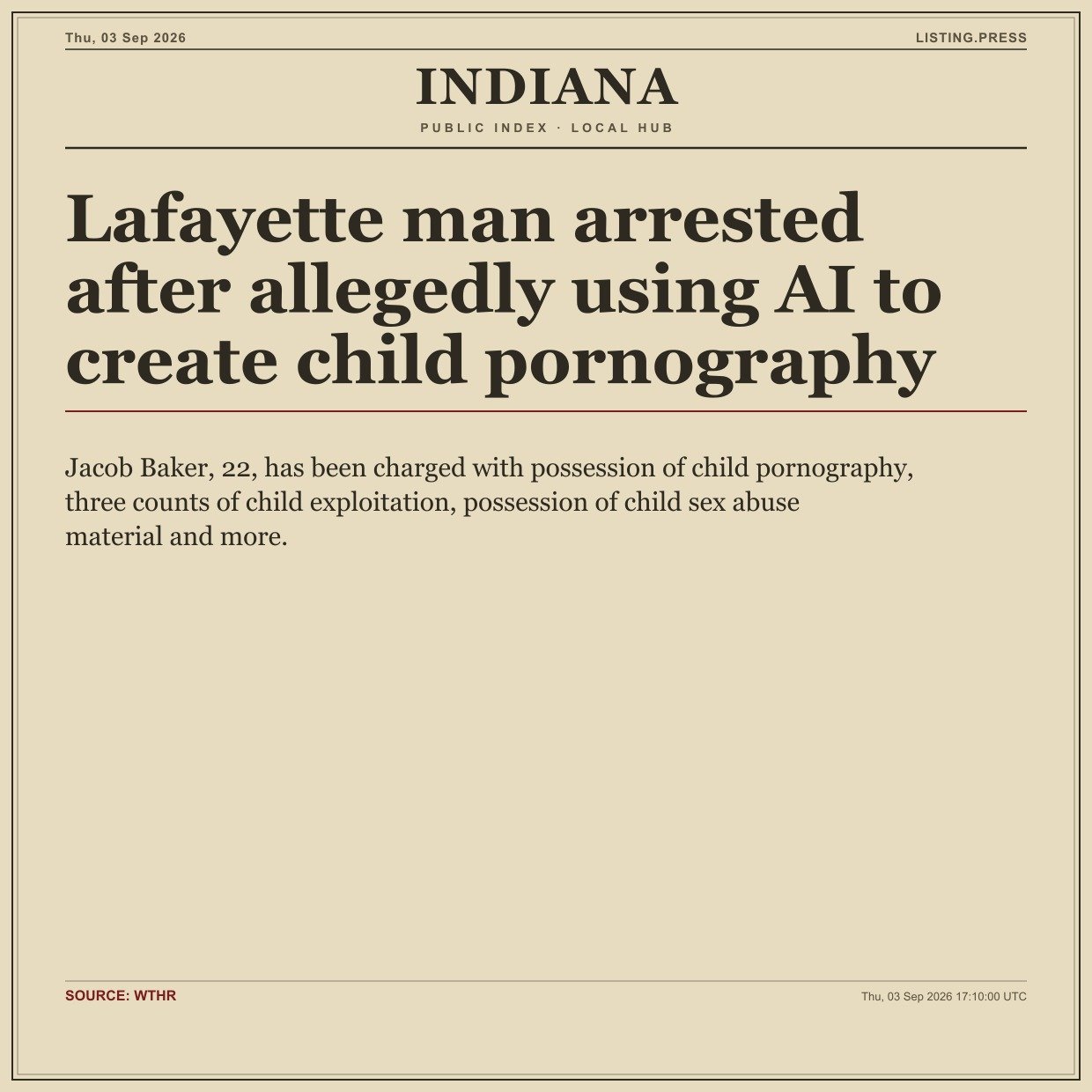 Lafayette man arrested after allegedly using AI to create child pornography