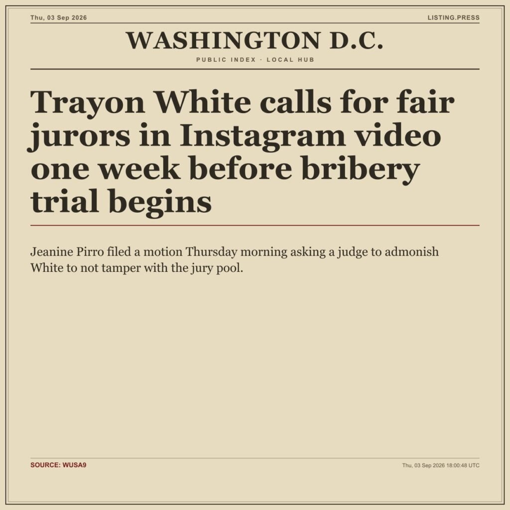 Trayon White calls for fair jurors in Instagram video one week before bribery trial begins