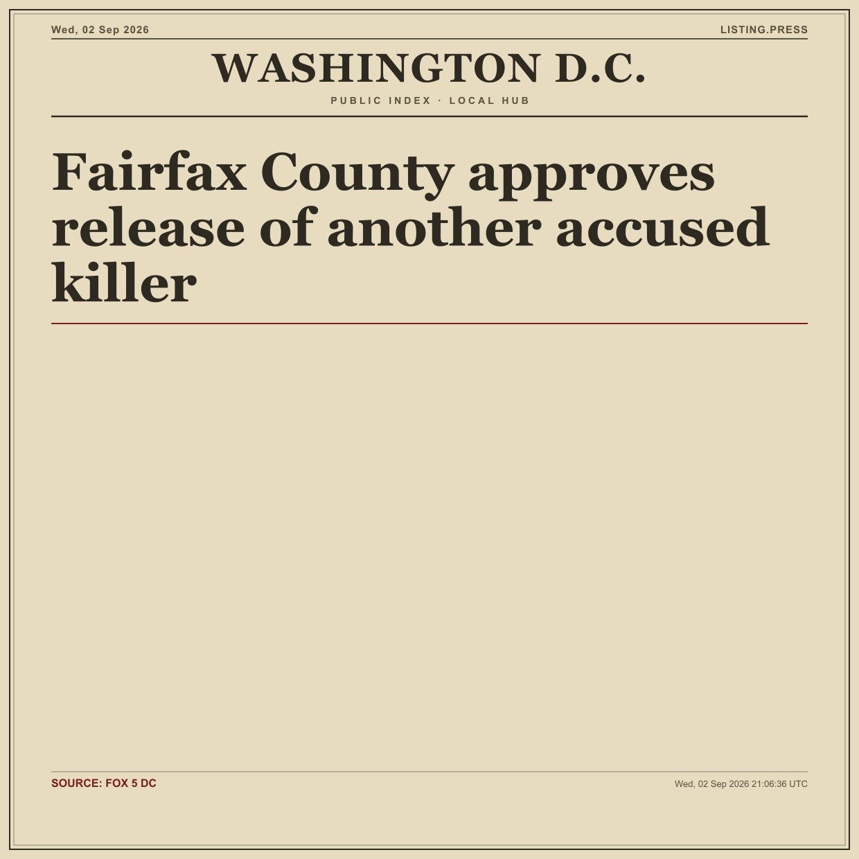 Fairfax County approves release of another accused killer