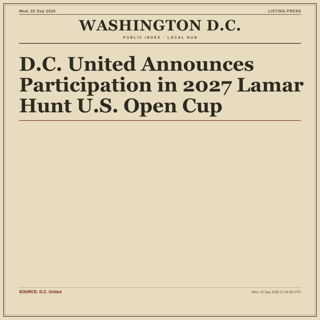 D.C. United Announces Participation in 2027 Lamar Hunt U.S. Open Cup