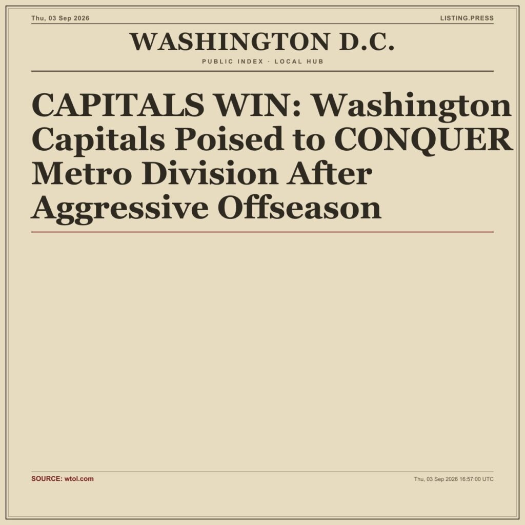 CAPITALS WIN: Washington Capitals Poised to CONQUER Metro Division After Aggressive Offseason