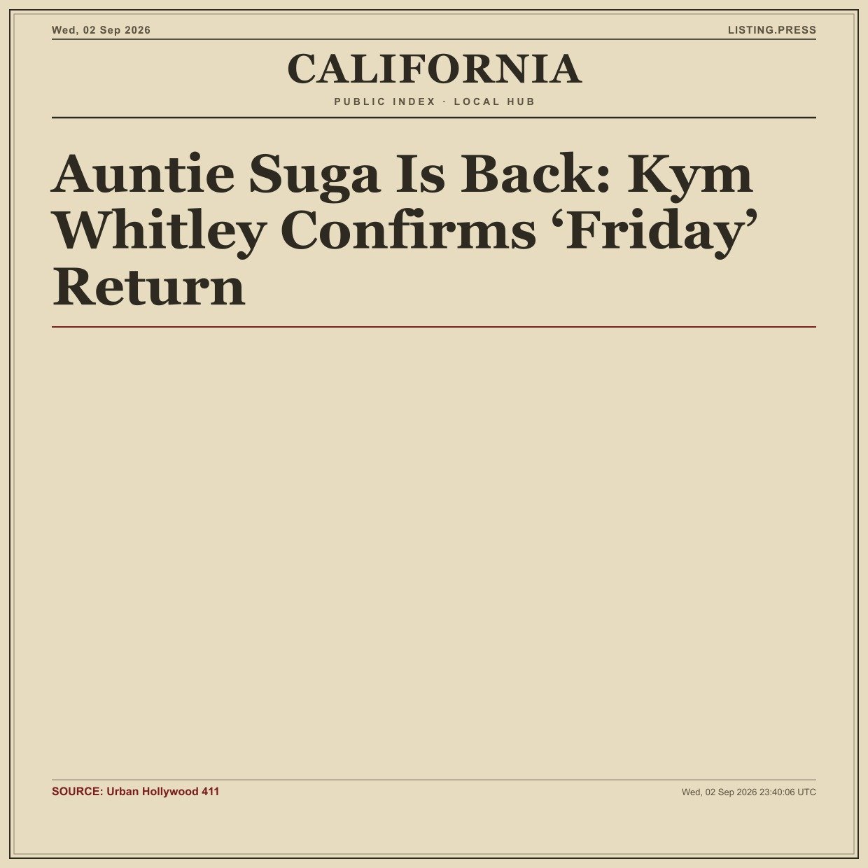 Auntie Suga Is Back: Kym Whitley Confirms ‘Friday’ Return