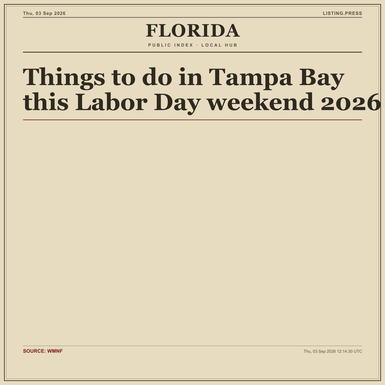 Things to do in Tampa Bay this Labor Day weekend 2026