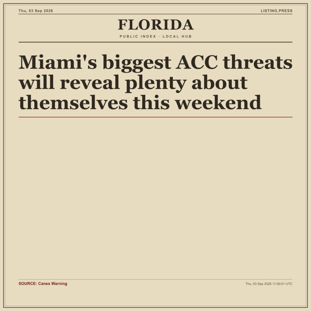 Miami’s biggest ACC threats will reveal plenty about themselves this weekend