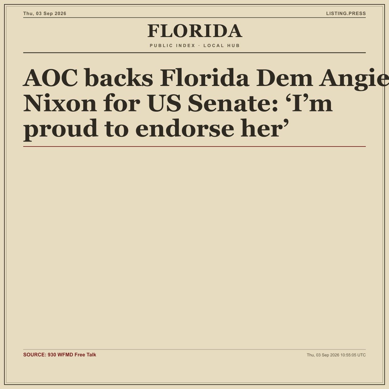 AOC backs Florida Dem Angie Nixon for US Senate: ‘I’m proud to endorse her’