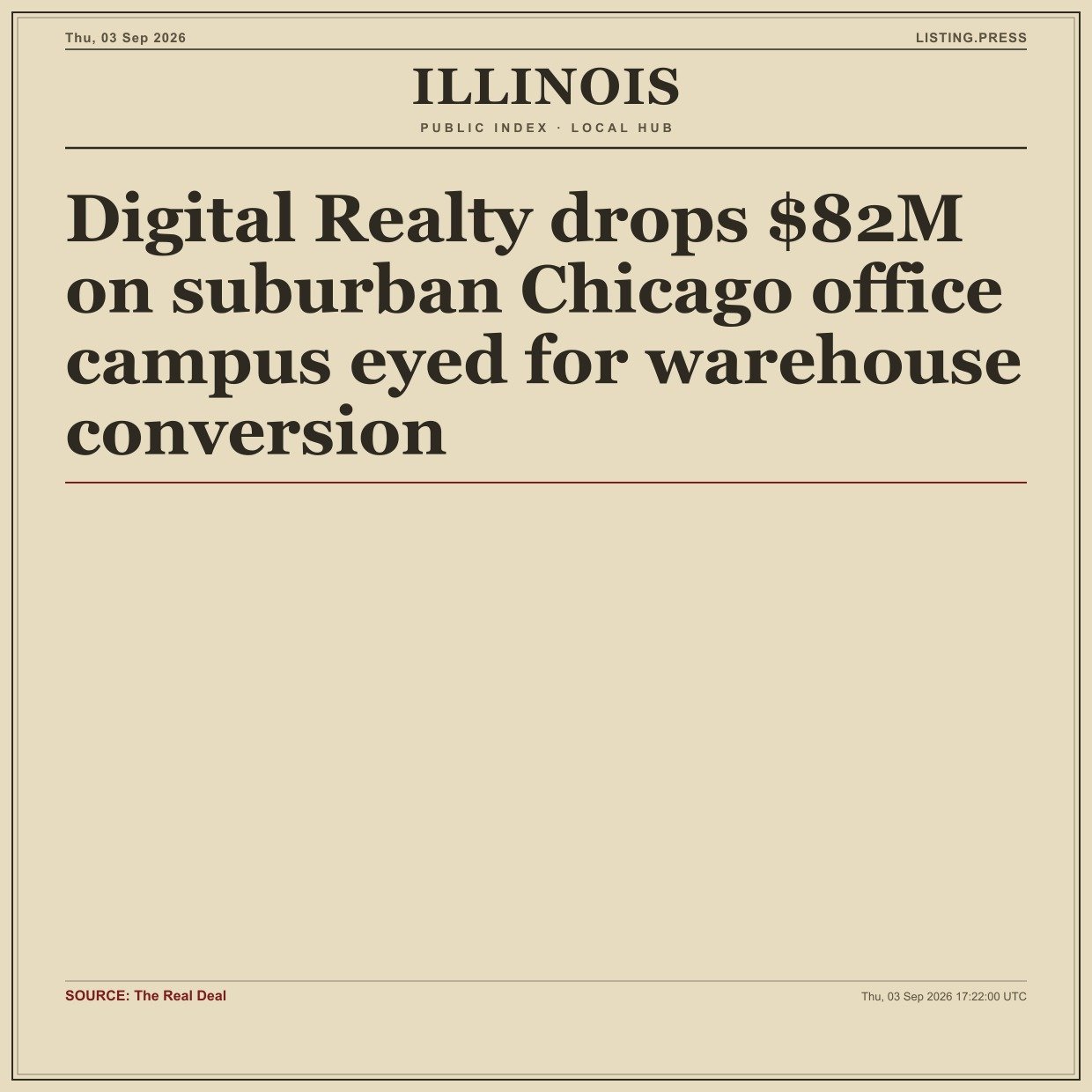 Digital Realty drops $82M on suburban Chicago office campus eyed for warehouse conversion