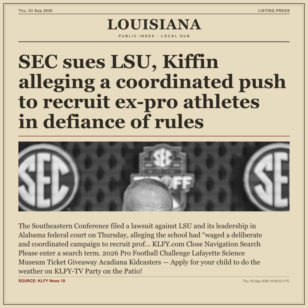 SEC sues LSU, Kiffin alleging a coordinated push to recruit ex-pro athletes in defiance of rules