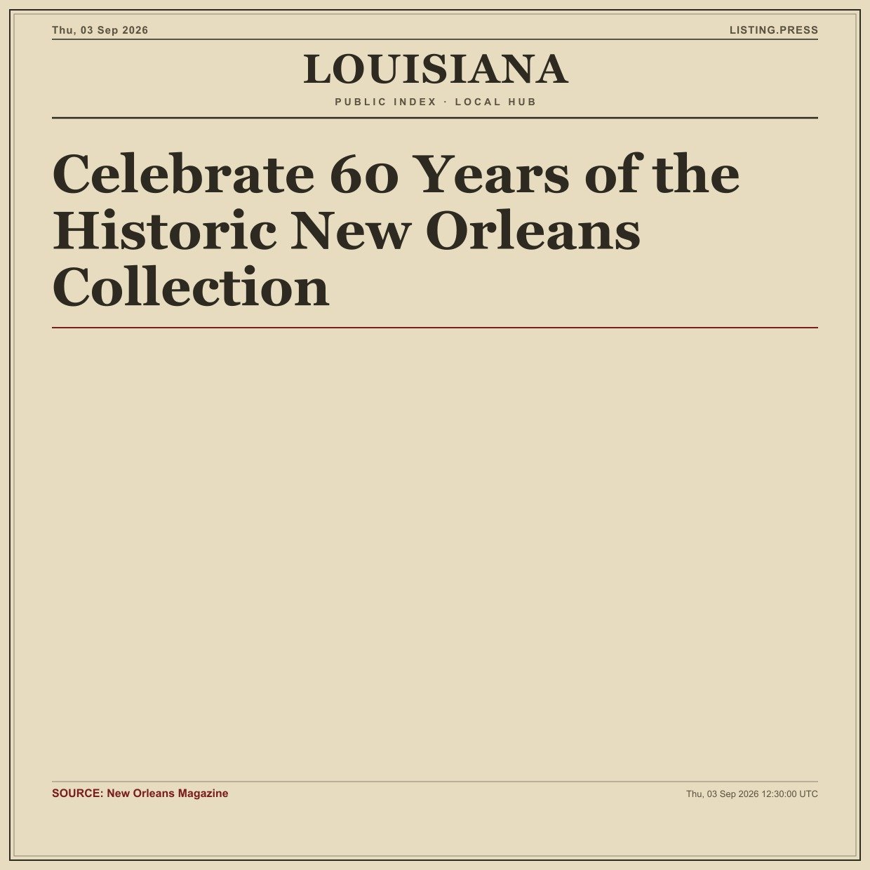 Celebrate 60 Years of the Historic New Orleans Collection
