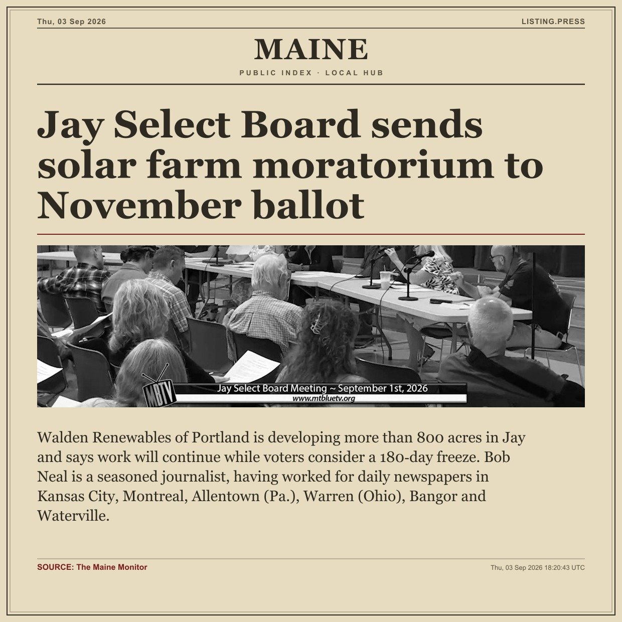 Jay Select Board sends solar farm moratorium to November ballot