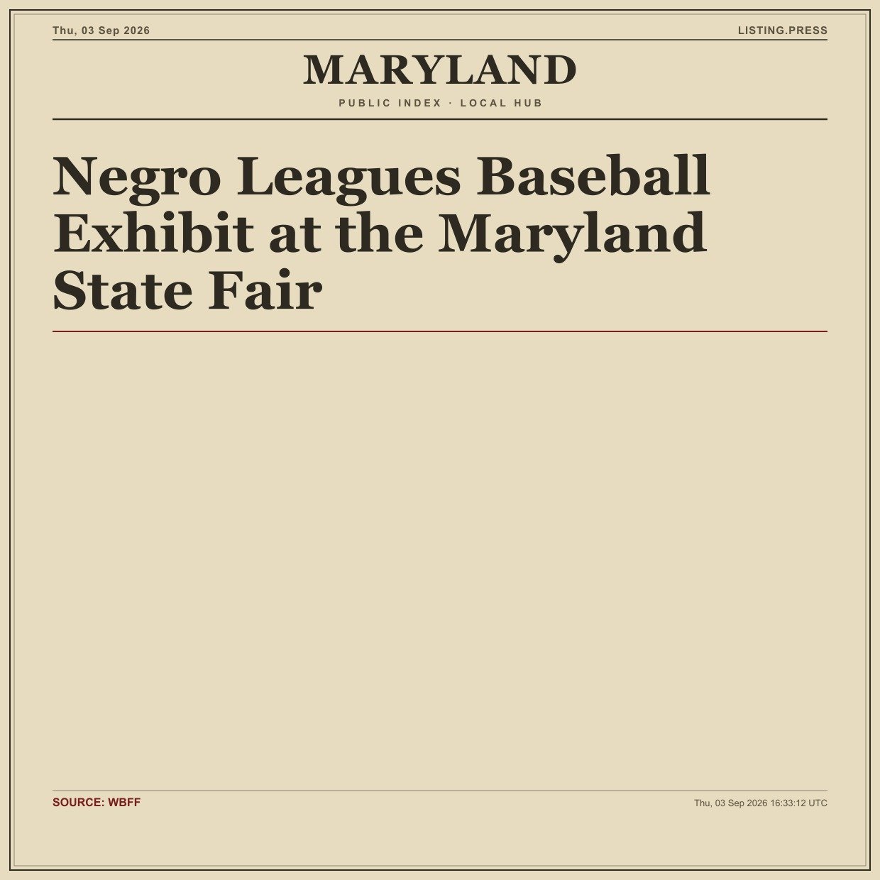 Negro Leagues Baseball Exhibit at the Maryland State Fair