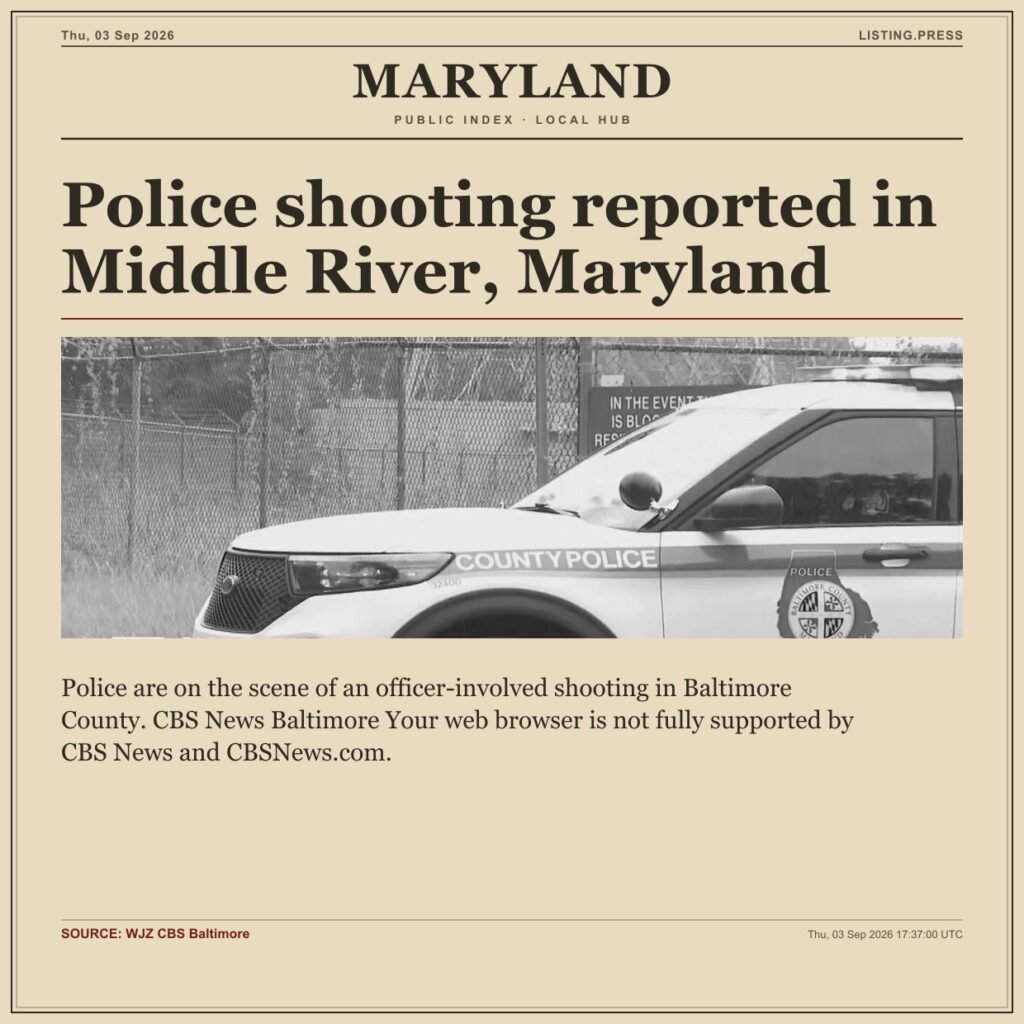 Police shooting reported in Middle River, Maryland